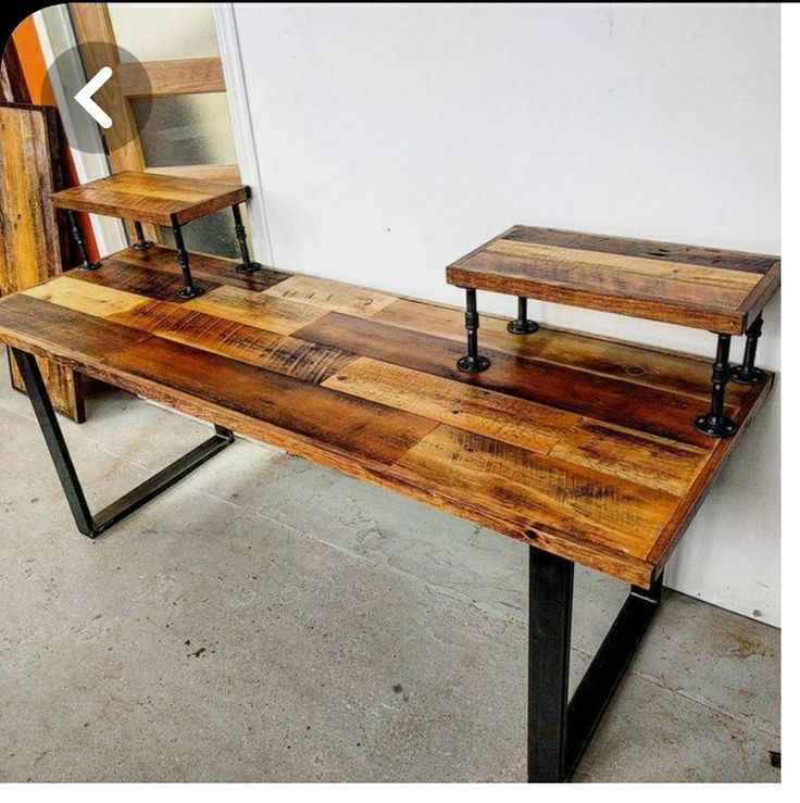 Mesa Industrial de Madeira Pinus 220x60cm – Tampo 30mm com Estrutura em Aço 50x30mm