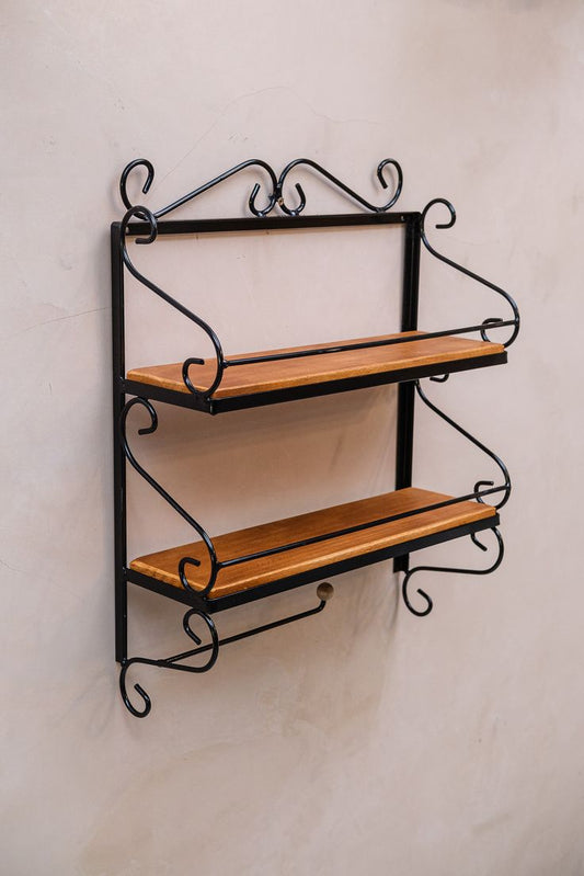 Prateleira Industrial Dupla de Madeira Pinus 90x30cm – Estrutura em Aço