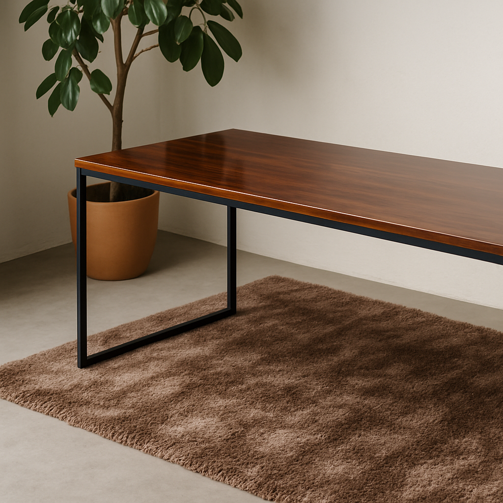 Mesa Industrial Pinus 150x60cm | Mesa Grande em Aço Preto Fosco