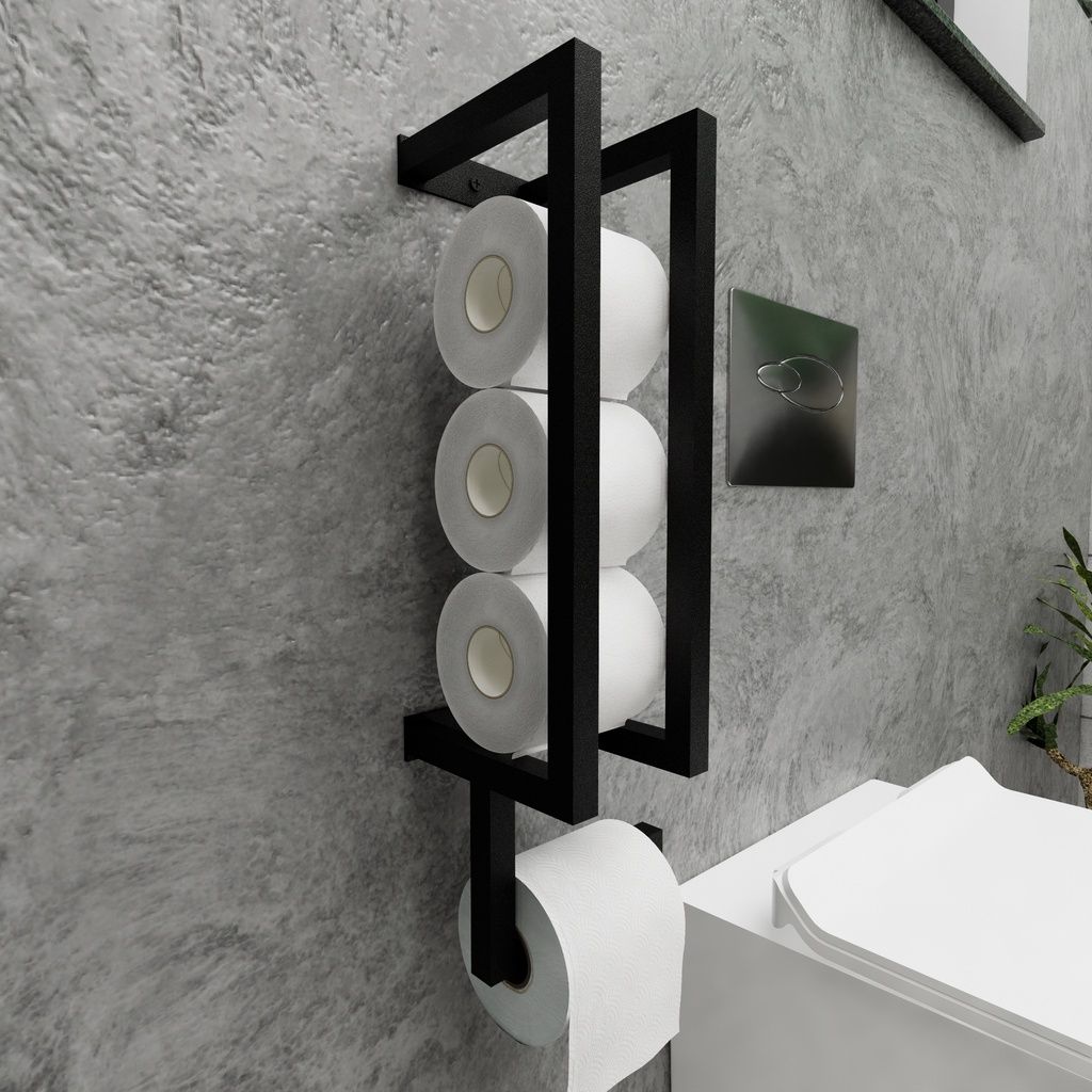 Suporte de Papel Higiênico Industrial com Porta-Rolos | Metalon 20x20mm | 50cm