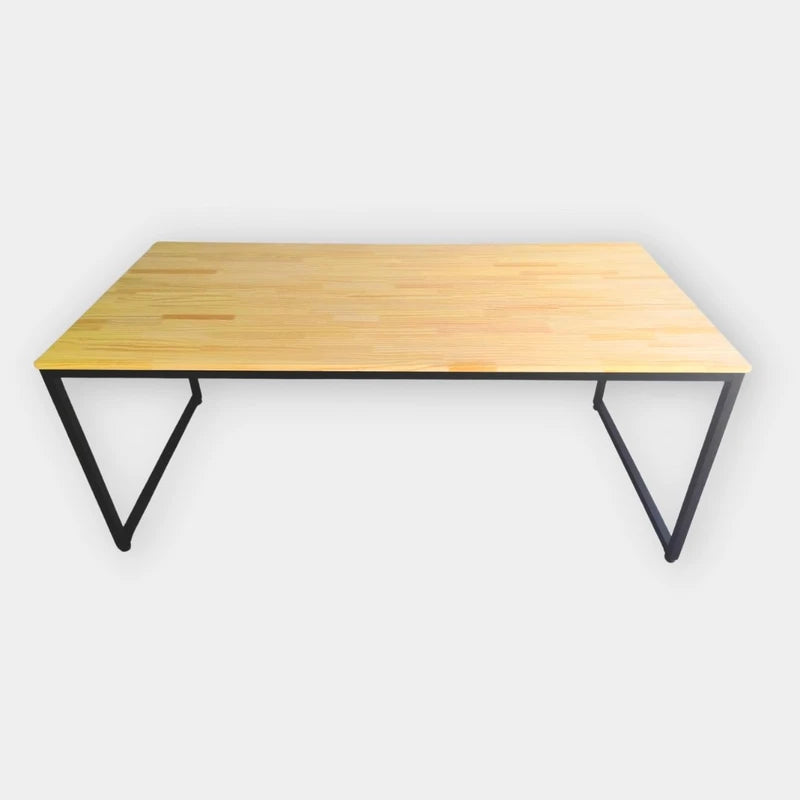 Mesa Industrial em Pinus 140x60cm | Mesa de Escritório em Aço e Madeira Natural