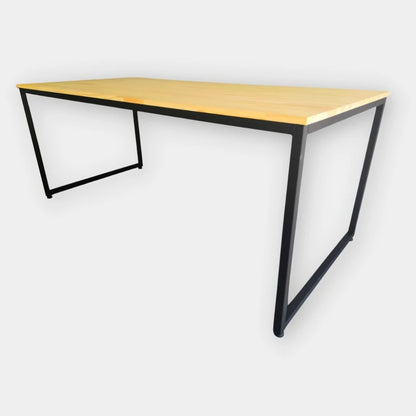 Mesa Industrial em Pinus 140x60cm | Mesa de Escritório em Aço e Madeira Natural