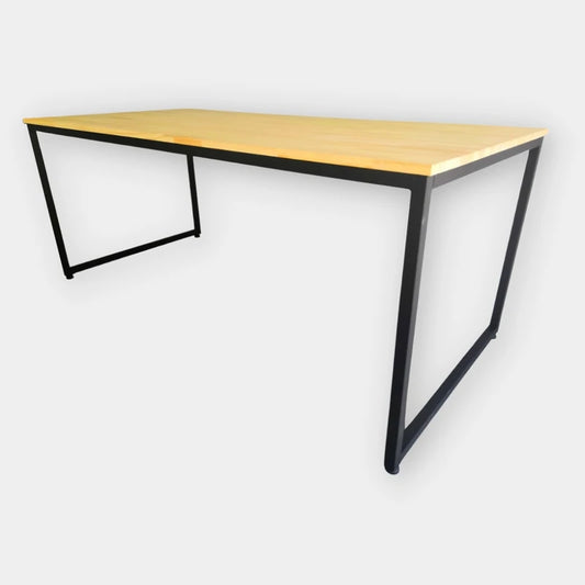 Mesa Industrial em Pinus 140x60cm | Mesa de Escritório em Aço e Madeira Natural