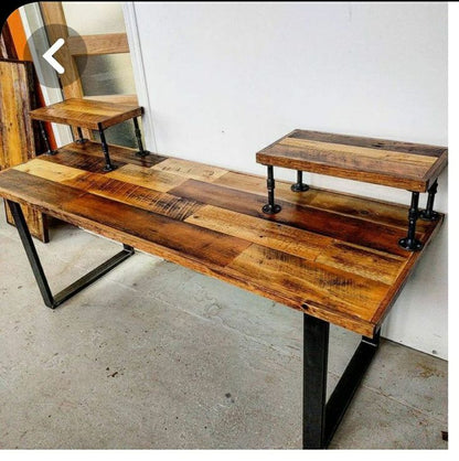 Mesa Industrial de Madeira Pinus 220x60cm – Tampo 30mm com Estrutura em Aço 50x30mm