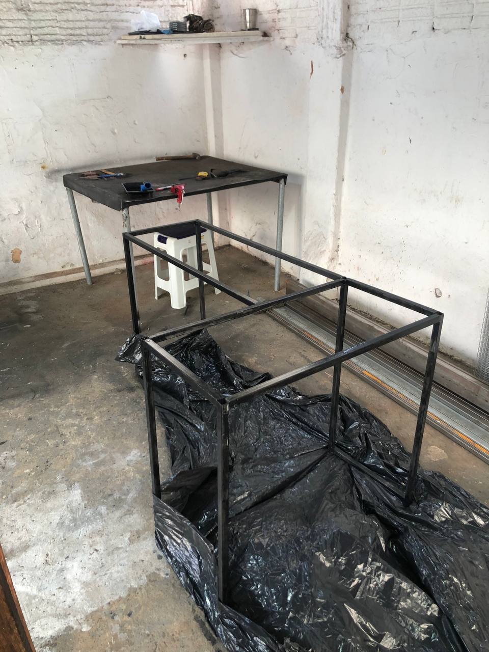 Base de Mesa Industrial em L 120x120 em Aço Metalon – Estrutura Reforçada