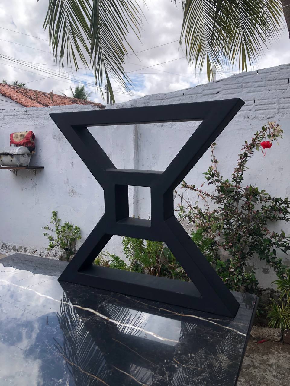 Base de Mesa Industrial Tipo X em Aço Metalon – Design Reforçado