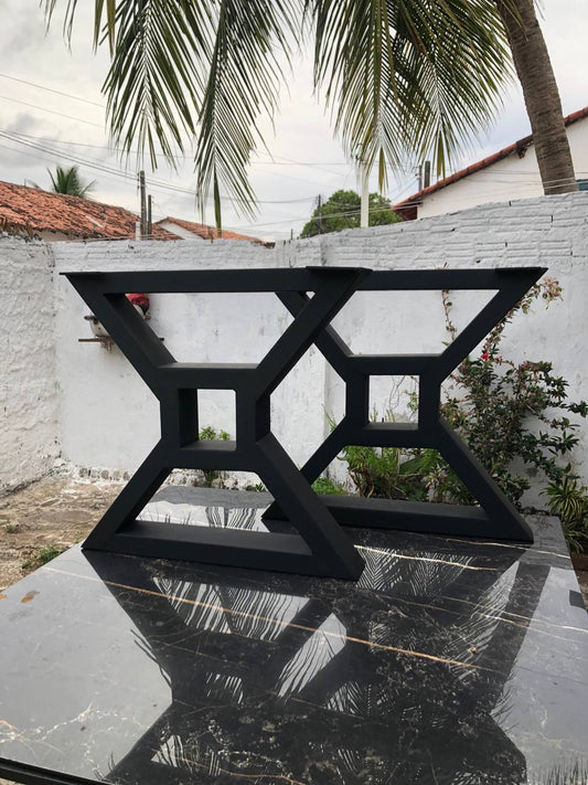 Base de Mesa Industrial Tipo X em Aço Metalon – Design Reforçado