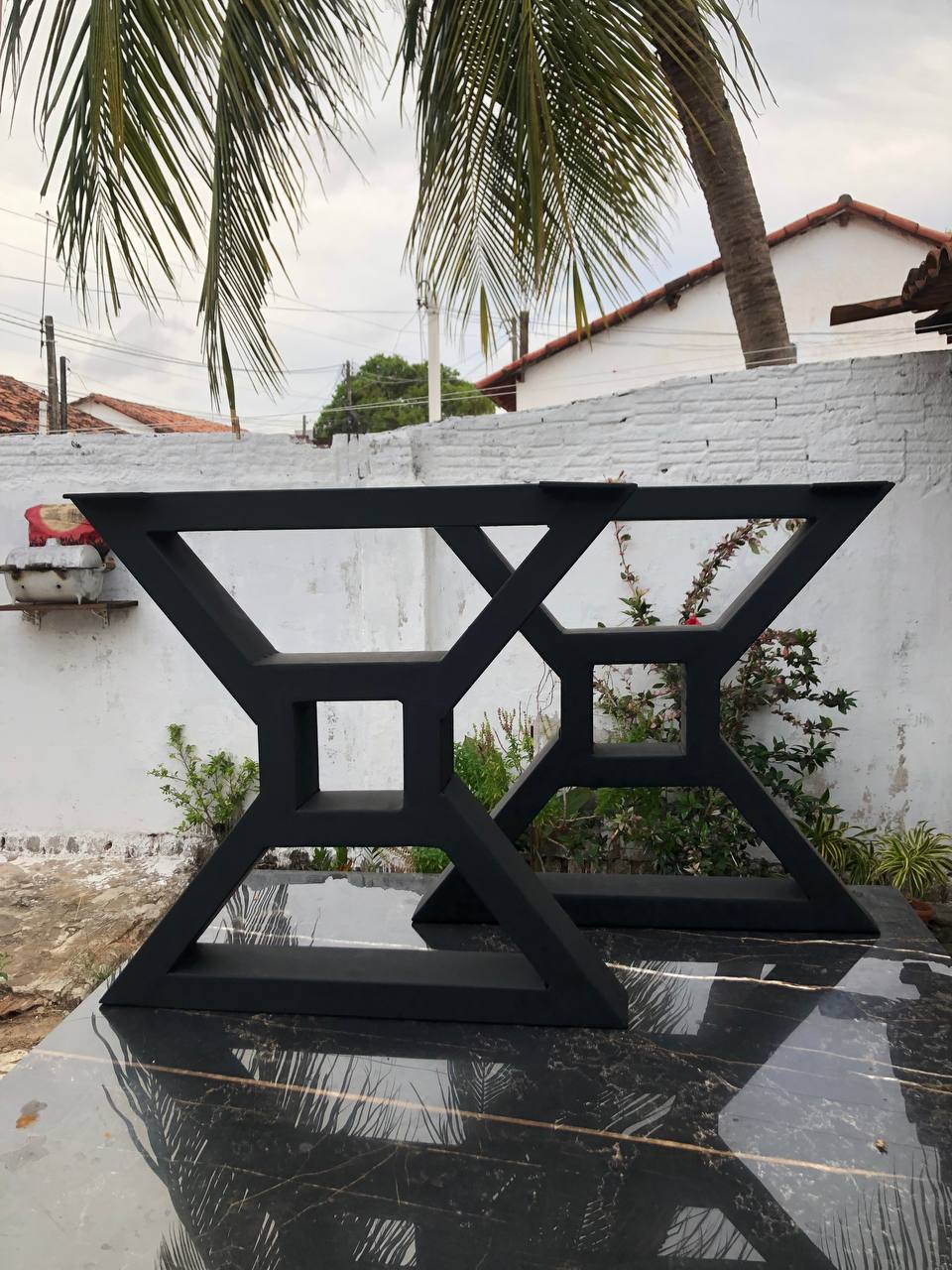 Base de Mesa Industrial Tipo X em Aço Metalon – Design Reforçado