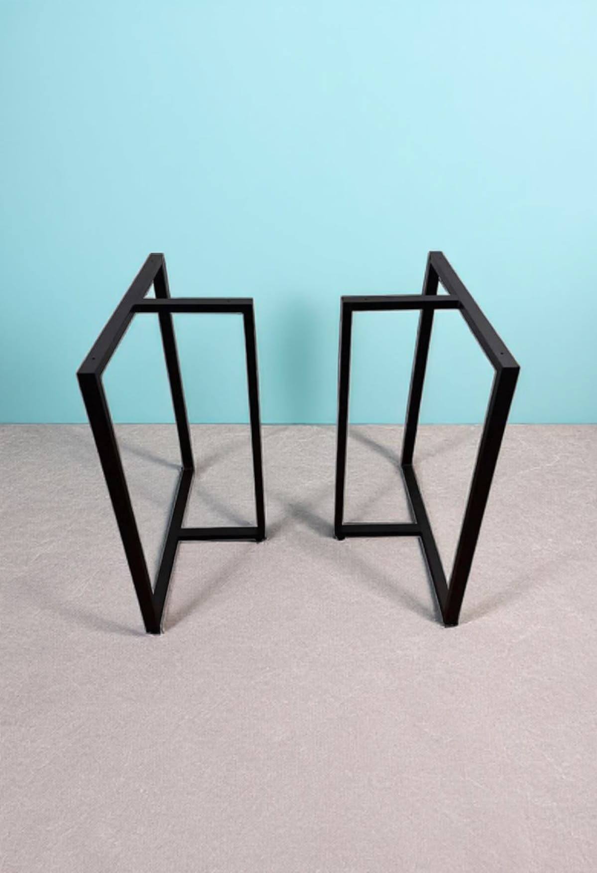Pé de Mesa Industrial Tipo T — Aço Metalon — Kit com 2 Peças
