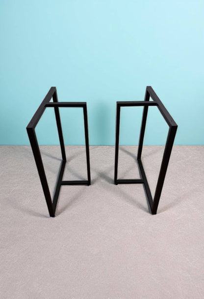 Pé de Mesa Industrial Tipo T — Aço Metalon — Kit com 2 Peças