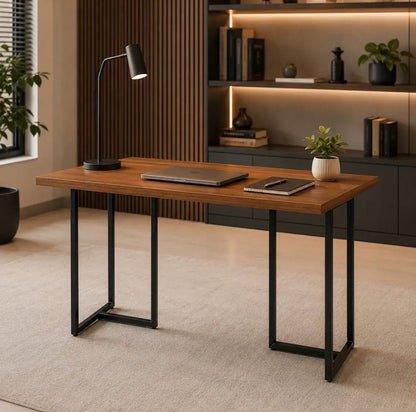 Pé de Mesa Industrial Tipo T — Aço Metalon — Kit com 2 Peças