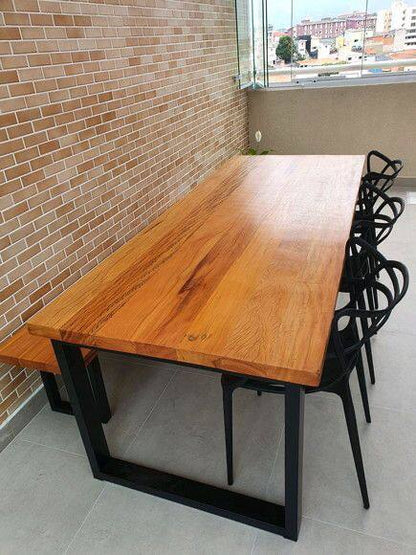 Mesa Industrial em Pinus 160x60cm | Mesa Longa em Aço Industrial Reforçado