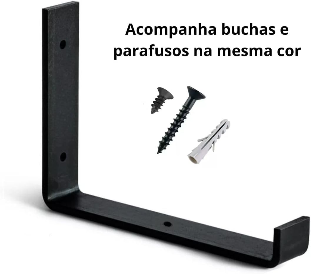 Prateleira Industrial de Madeira Pinus 90x30cm – Suporte em Aço Carbono