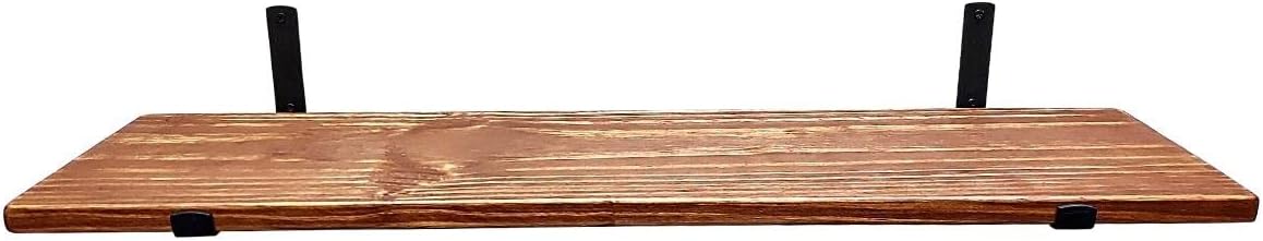 Prateleira Industrial de Madeira Pinus 90x30cm – Suporte em Aço Carbono