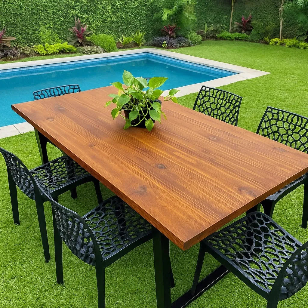 Mesa Industrial em Madeira Pinus 200x60cm | Estrutura em Aço Reforçado Sob Medida