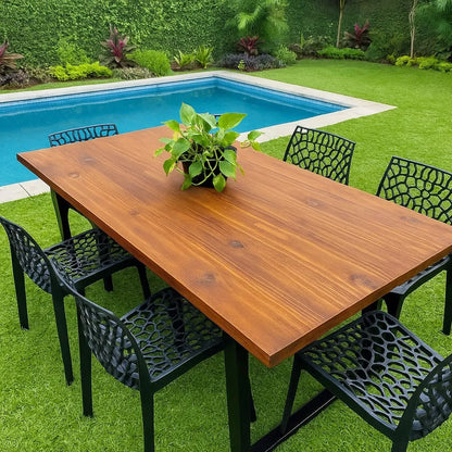 Mesa Industrial em Madeira Pinus 200x60cm | Estrutura em Aço Reforçado Sob Medida