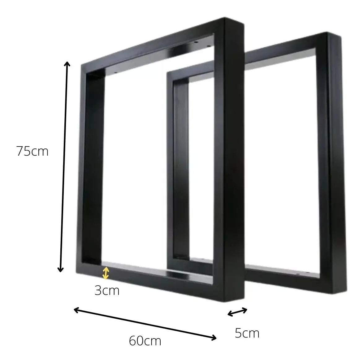 Pé de Mesa Industrial Retangular 75x60 cm em Metalon 50x30mm – Kit 2 Peças