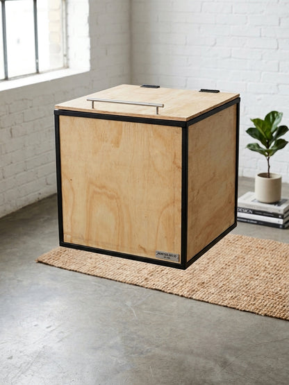 Box Industrial 50x50x50cm - Base em Aço e Tampo em Pinus