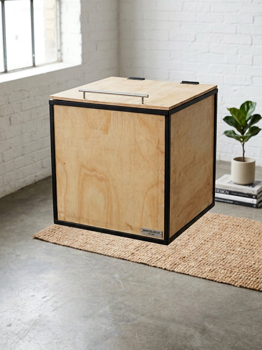 Box Industrial 50x50x50cm - Base em Aço e Tampo em Pinus