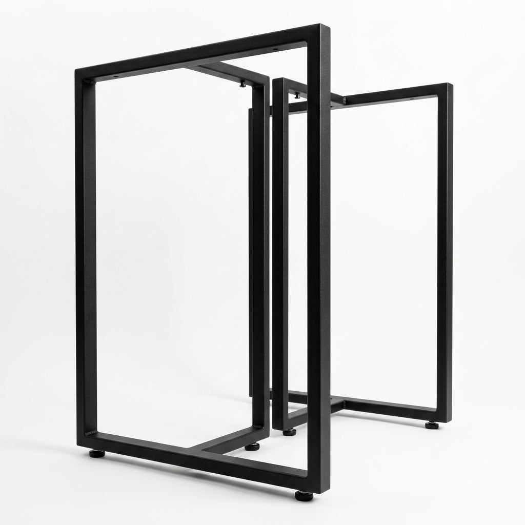 Pé de Mesa Industrial Tipo T — Aço Metalon — Kit com 2 Peças