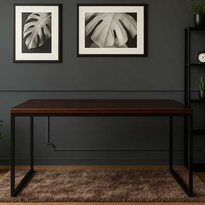 Mesa Industrial Pinus 150x60cm | Mesa Grande em Aço Preto Fosco